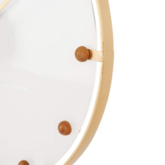 27.5" Gold Metal Decorative Wall Clock with Acrylic Face & Ball Accents